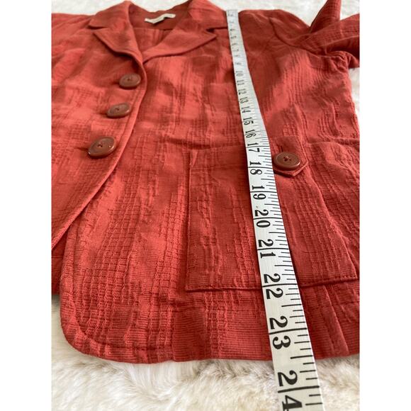 Coldwater Creek Lane Burnt Orange‎ 3 Button Textured Blazer Womens Sz 120 - Picture 6 of 10